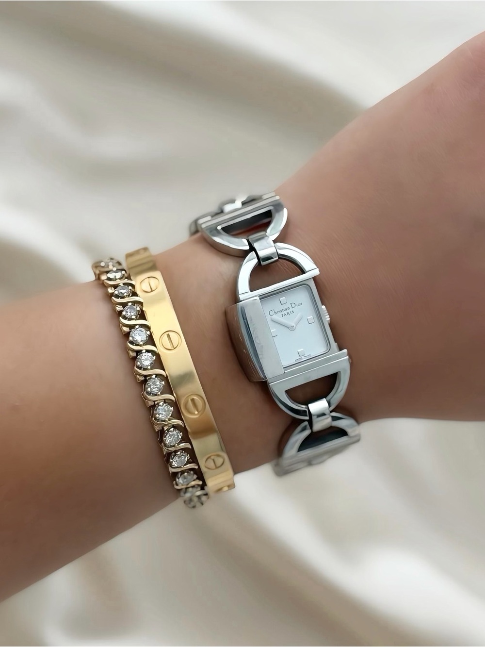 AUTHENTIC VINTAGE DIOR PANDIORA HIDDEN DIAL SILVER WATCH